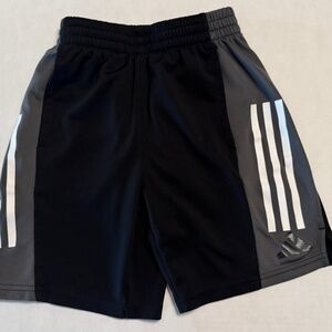 Adidas Small Size 8 Boys Shorts Black / Gray Athletic Shorts White Stripe